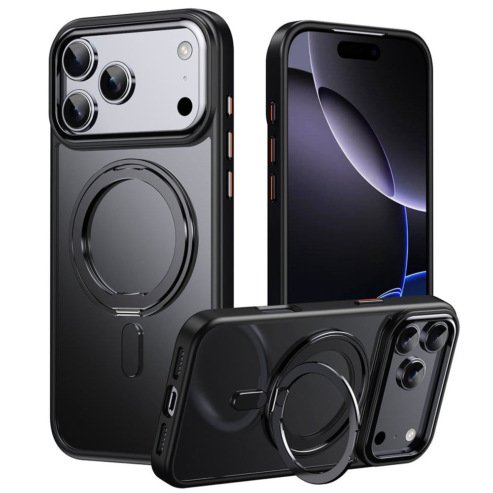 360 Degree Rotating Stand Case for iPhone 18Pro 17Pro - Black