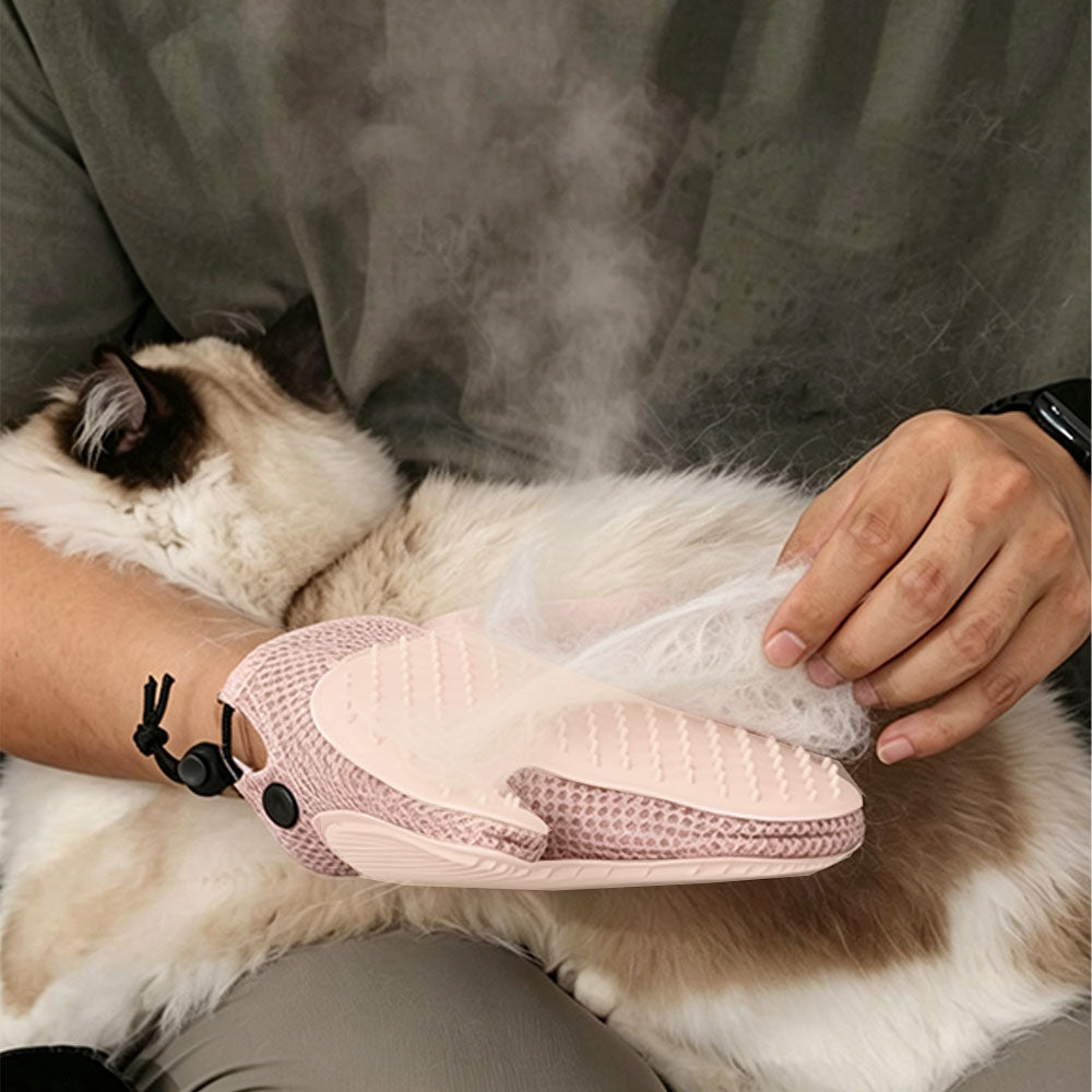 USB Spray Pet Grooming Glove for Cats Dogs - Pink