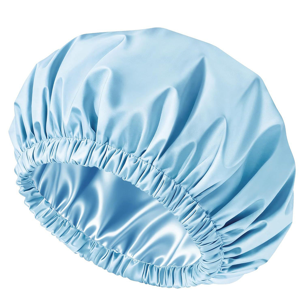 Water-Resistant Double-Layer Shower Cap - Blue