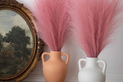 4pcs Faux Pampas Grass Boho Room Decor Flowers Bunches for Wedding Party-Pink