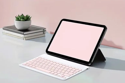 Ultra Slim Portable Wireless Bluetooth Keyboard Mouse Combo for Tablet Laptop -Pink
