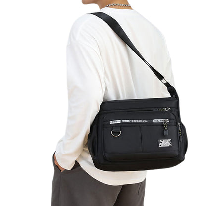 Multi-Pocket Men's Crossbody Shoulder Bag for Outdoor Travel and Commuting -Black