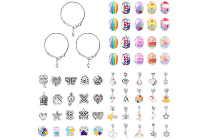 Pendant bracelet making kit includes a total of 63 pieces-colourful
