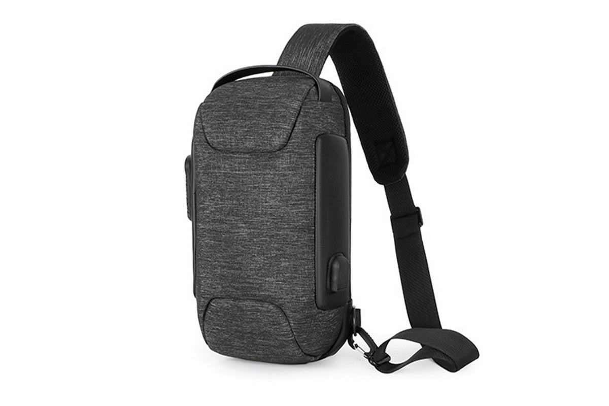Travel Waterproof Anti-Theft Sling Chest Bag Backpack With USB Charge Port-Dark Gray