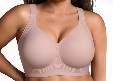 Full Coverage Seamless Wireless Plus Size Bra - Red