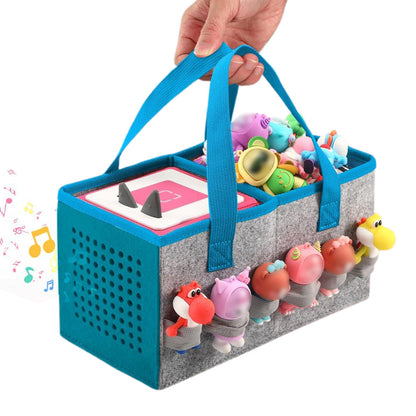 Portable Felt Cloth Storage Bag for Kidsâ€?Musical Speakers Blue