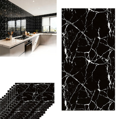 10Pcs Self Adhesive PVC Wall Tiles- Black