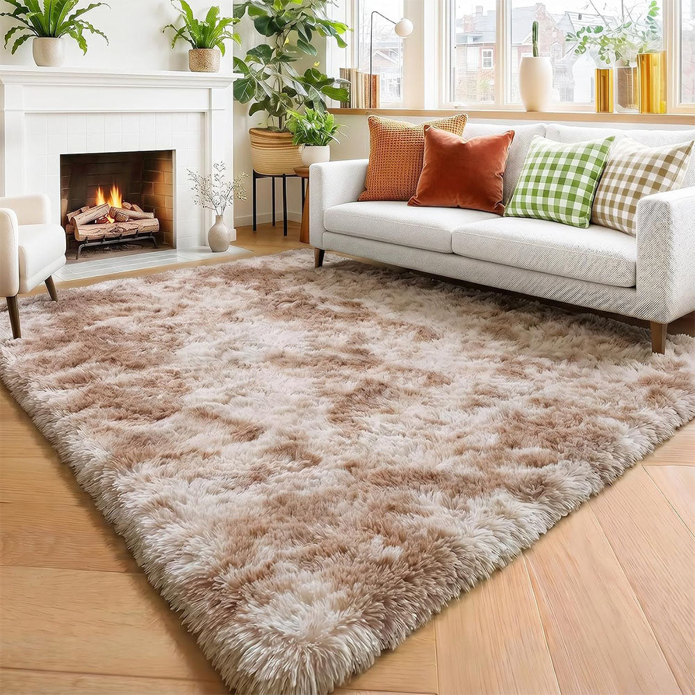 Tie Dye Plush Rug for Bedroom Living Room Dorm-Browm