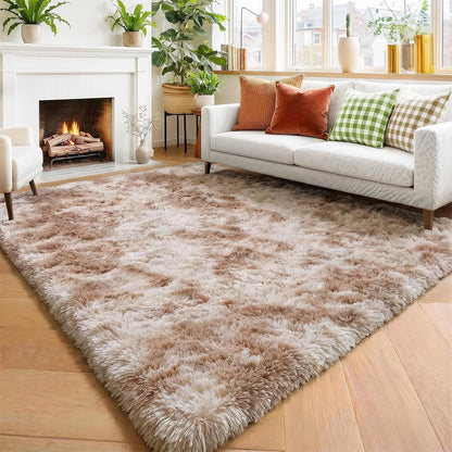 Tie Dye Plush Rug for Bedroom Living Room Dorm-Browm