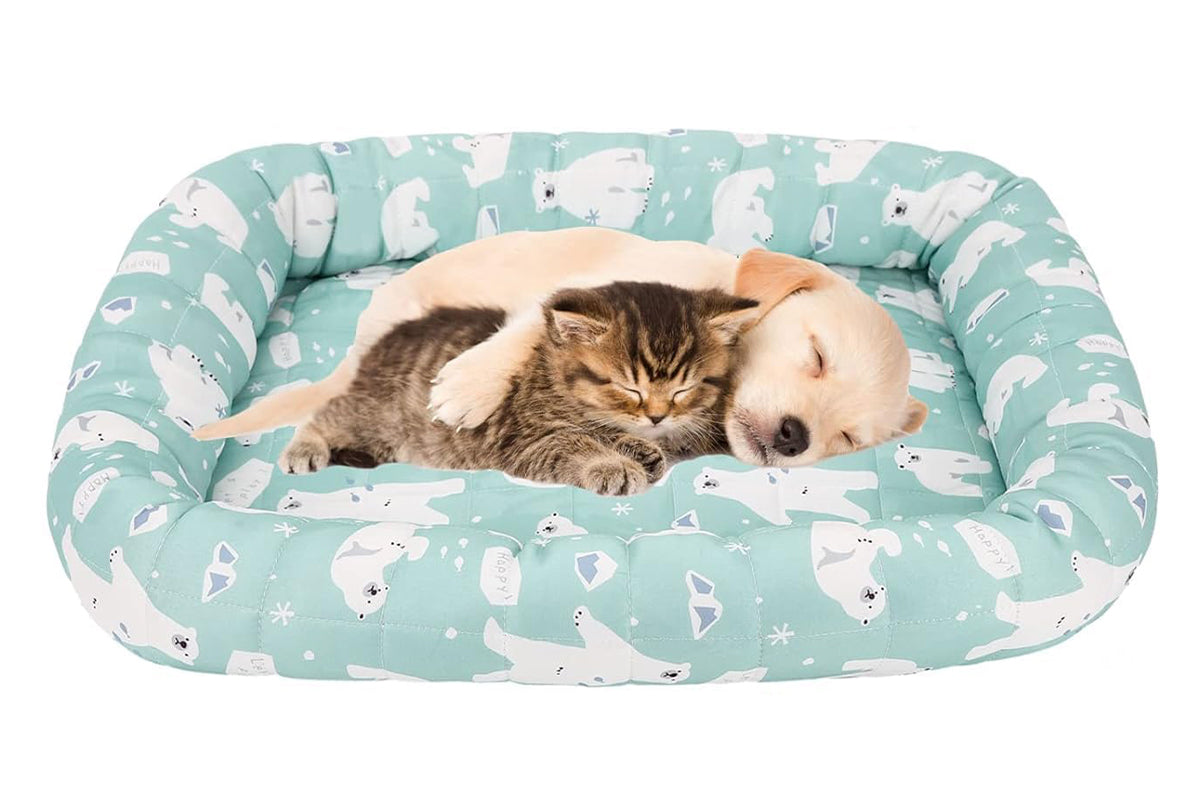 Pet Dog Cooling Mat Small Animal Pet Washable Summer Pad Blanket Breathable Cat Kitten Hamster Soft Bed-Green