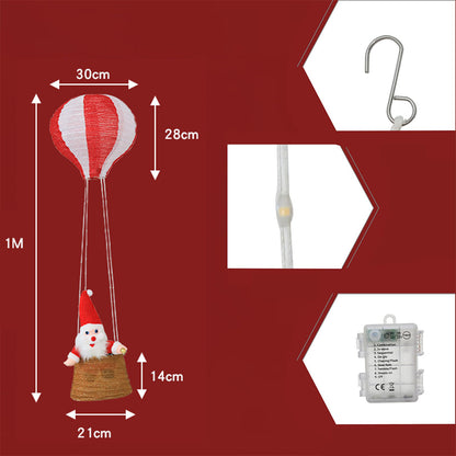 Christmas Santa Claus Hot Air Balloon with Light String - Colorful Light