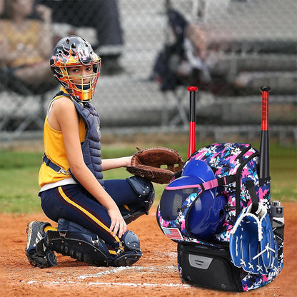 Large Capacity Baseball Bag Softball Bat Bag with Shoe Compartment Multi-Color