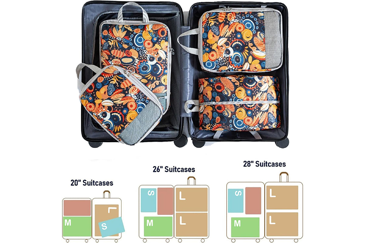 4 Pcs Travel Packing Cubes Set Space-Saving Expandable Compression Packing Cubes -Blueberry