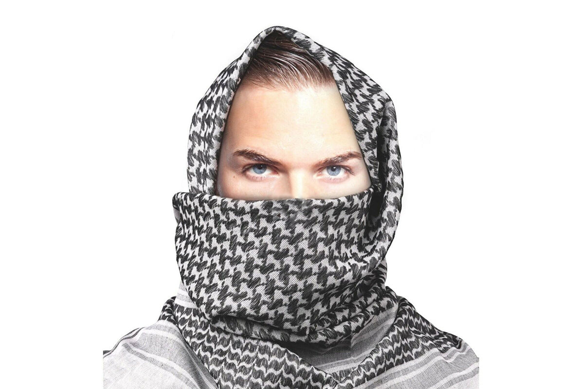 Military Shemagh Arab Tactical Desert Keffiyeh Thickened Scarf Wrap for Men-Gray