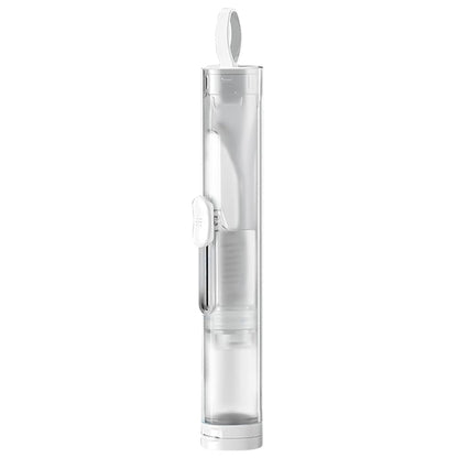 Travel Toothbrush with Built-in Toothpaste Container Kit Foldable Toothbrush for Camping Trip White