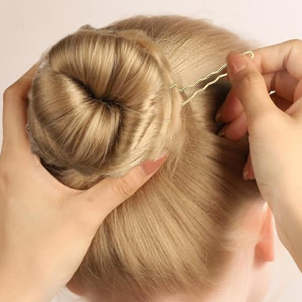 Hair Pins Set with Storage Box Bobby Pins & U Shaped Hair Clips Kit for Bun Updo Styling-Gold