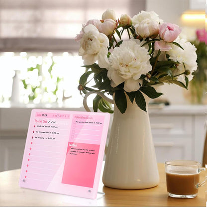 Thick Acrylic Dry Erase Board for Desk Planner with Stand-Pink