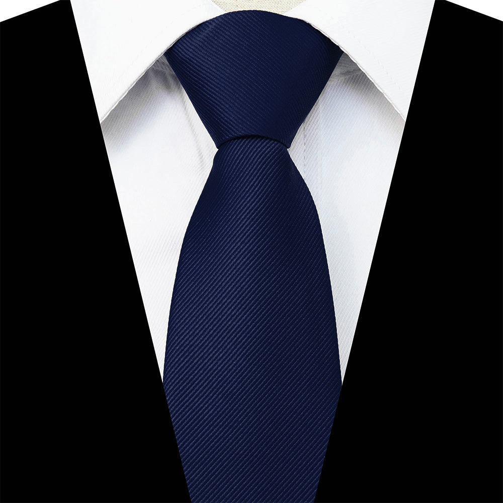 Pre-Tied Zip Necktie 8 cm for Wedding Business Formal Wear - Navy