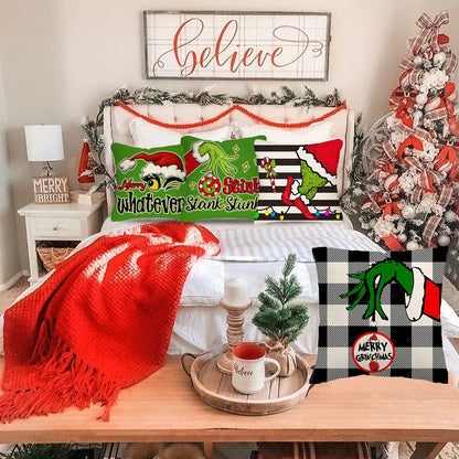 4Pcs Christmas Throw Pillow Case Cartoon Cushion Protector Cover Xmas Decor Style 1