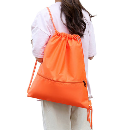 Drawstring Backpack Bag Portable Gym Backpack - Orange
