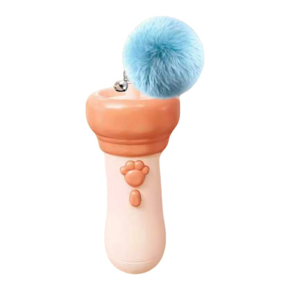Cat Teaser Launcher with Retractable Cord and 2 Plush Balls - Pink