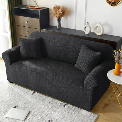 Elastic Full-Cover T-Shaped Jacquard Universal Sofa Slipcover for 1-4 Seater-Black