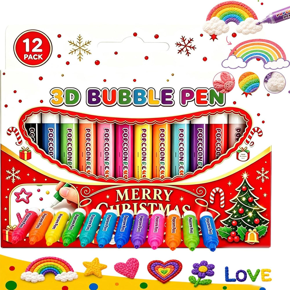 12 Pack DIY 3D Bubble Pen Puffy Paint Pen for Multi Surface Craft