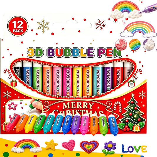 12 Pack DIY 3D Bubble Pen Puffy Paint Pen for Multi Surface Craft