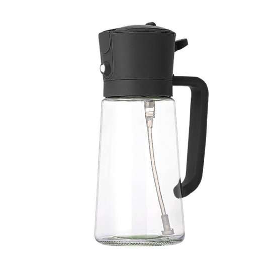 470ml 2-in-1 Oil Sprayer Bottle for Cooking Glass Oil Dispenser Bottle for Kitchen Black