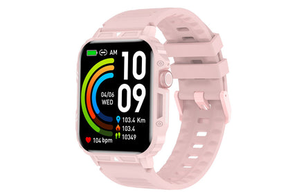 Military Smart Watch 1.95-Inch Fitness Tracker with Heart Rate Sleep Monitor 100 Sports Modes Activity Tracker-Pink