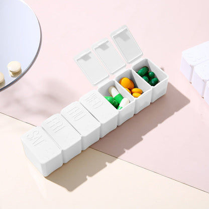4 PCS Weekly Pill Organizer 7 Day Medicine Box with Compartments for Travel Home White