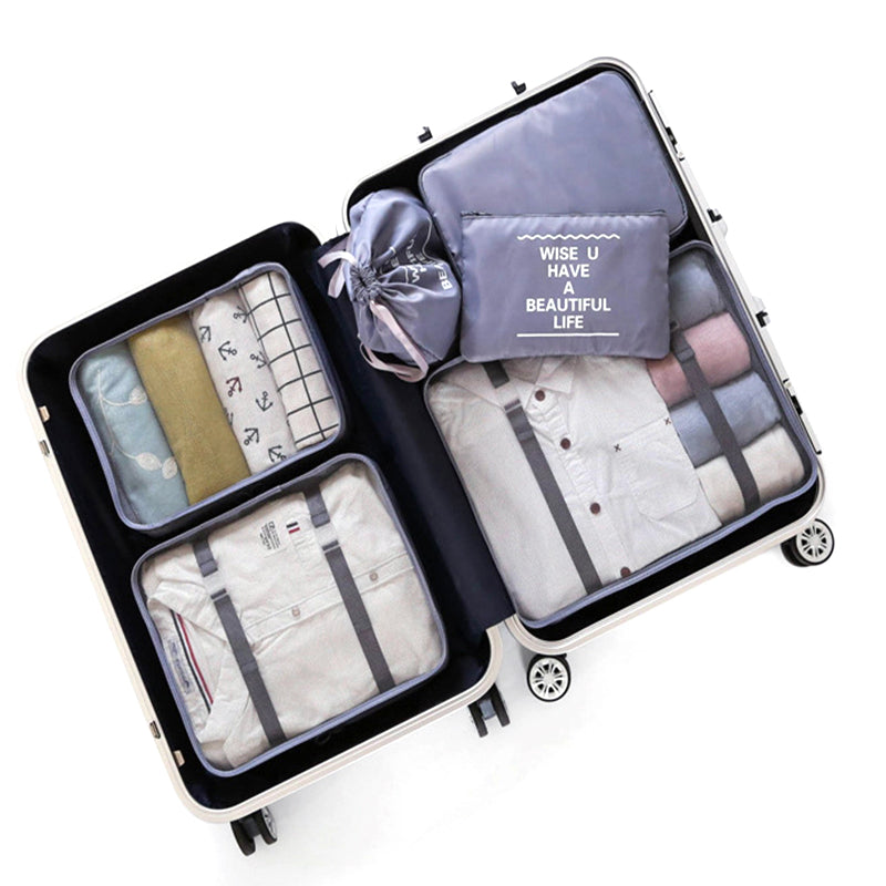 6Pcs/set Travel Storage Bag Organizer -Grey