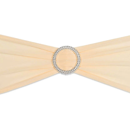 30 Pieces Elastic Chair Sashes Bows with Buckle Spandex Chair Bands - Champagne