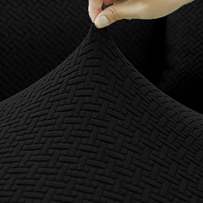 Elastic Full-Cover T-Shaped Jacquard Universal Sofa Slipcover for 1-4 Seater-Black