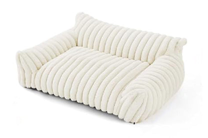 Cat Couch Bed Fluffy Pet Sofa with Removable Washable Cover Non-Slip Bottom -White