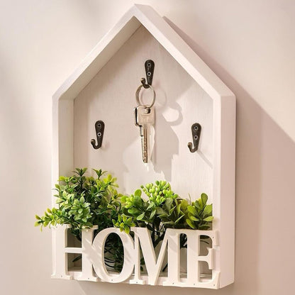 Vintage Key Holder Wall Mount with 3 Hooks Key Rack - White
