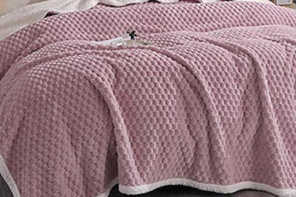 Fluffy Fleece Comforter Soft Warm Winter Jacquard Throw Blanket for Couch Bed -Purple