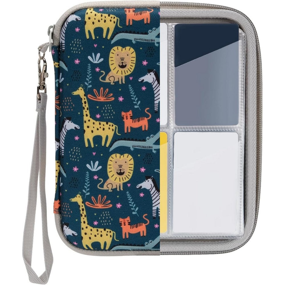 Card Case for Yoto Cards 80 Pockets Card Holder with Carry Strap and Zipper-Blue