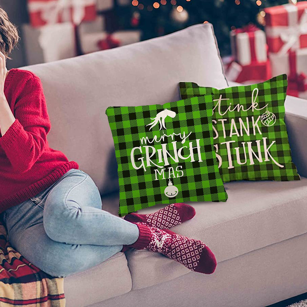 4Pcs Christmas Throw Pillow Case Cartoon Cushion Protector Cover Xmas Decor Style 2