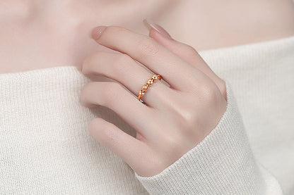Anxiety Ring for Women Adjustable Fidget Spinner Ring with Beads for Stress Relief -Rose Gold