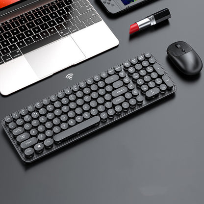 2.4GHz Wireless Keyboard And Mouse Combo With Round Key Caps-Black