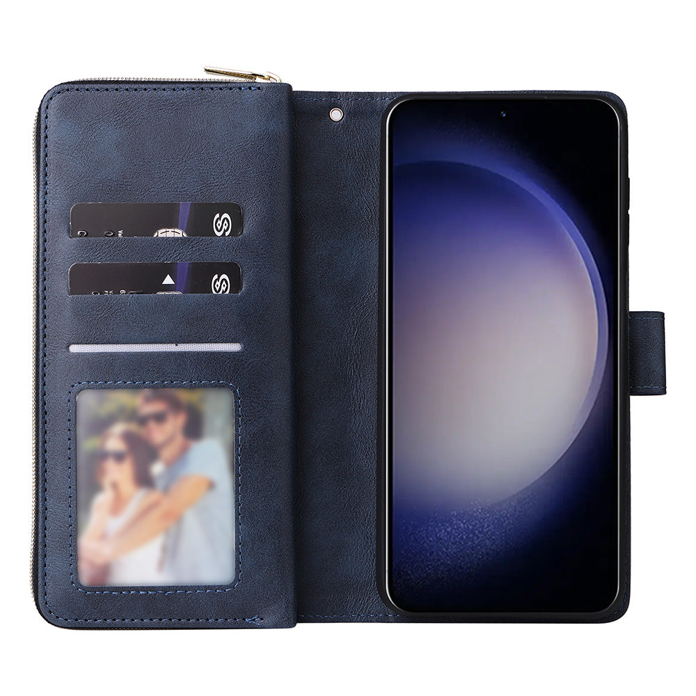 Wallet Leather Flip Cover for Samsung S26 Series with Card Slots Kickstand-Blue