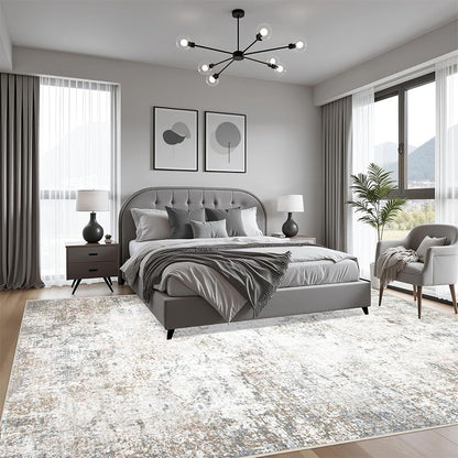 Nordic Crystal Velvet Rug Soft Non Slip for Bedroom Living Room Bedside Floor-Grey