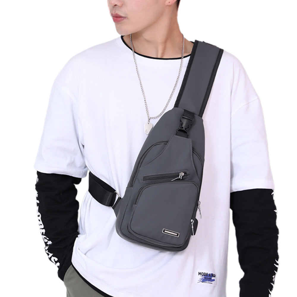 Men Chest Bag Shoulder Backpack Cross Body Satchel Travel Sling   Bag Grey