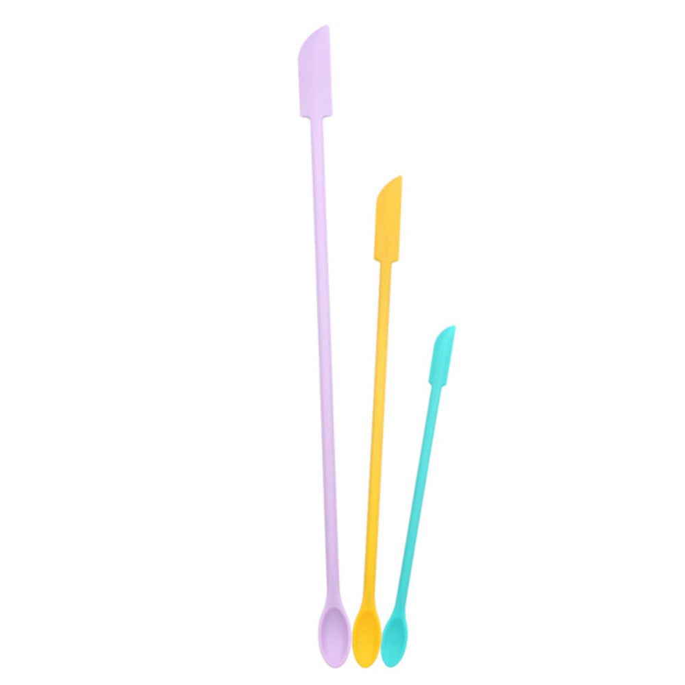 3Pcs Set Mini Silicone Spatula Reusable Cosmetics Splatula Jar Scrapers Mixcolor