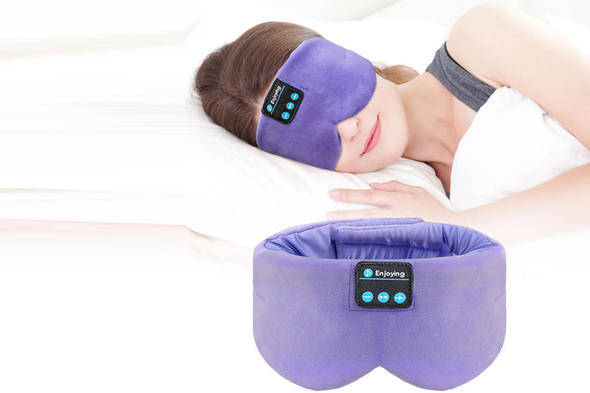 Bluetooth Sleep Mask with Headphones Music Eye Mask for Sleeping Travel Meditation -Purple