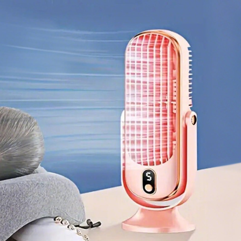 Wireless Cooling Table Fan Portable Tower Fan With 5 Speeds And 720 Degrees Oscillation-Pink
