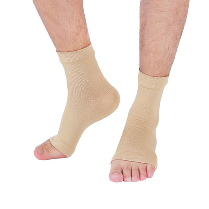 2 Pair of Compression Socks Ankle Compression Sleeve Heels Arch Support Socks Nude