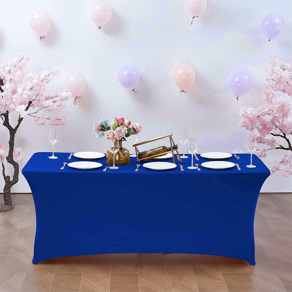 Rectangular Spandex Stretch Tablecloth for Wedding Party Royal Blue