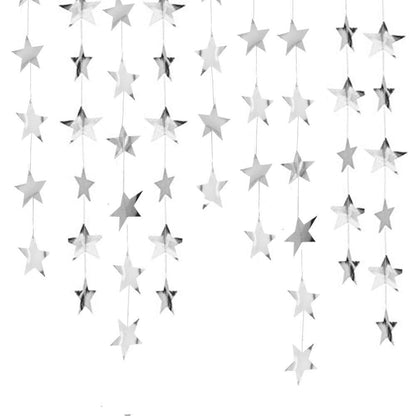 5 Pack 4m Thick Paper Star Garland Bunting Banners for Parties - Silver